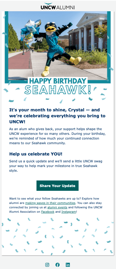 Alumni Birthday Email