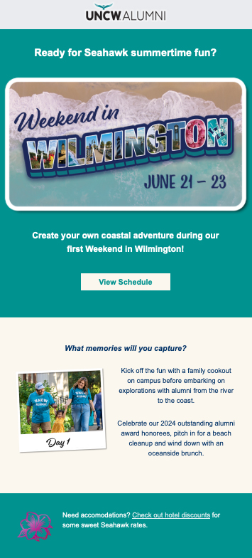 Weekend in Wilmington email